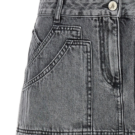 The Attico Gray Cotton Long Skirt