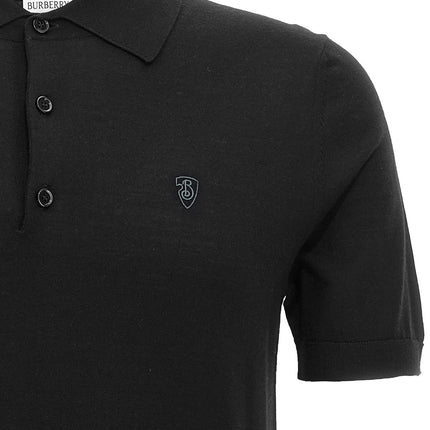 Burberry Black Wool Polo Shirt