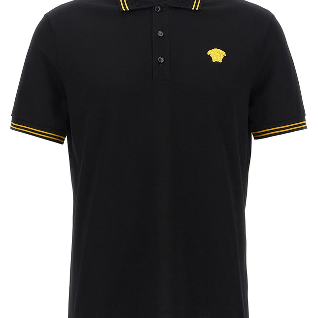 Versace Black Cotton Polo Shirt