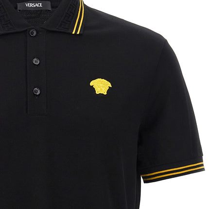 Versace Black Cotton Polo Shirt