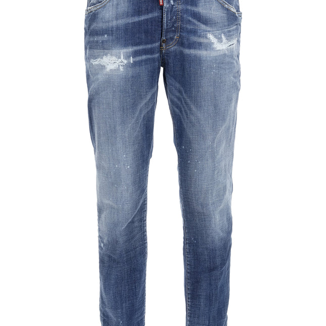 Dsquared² Blue Cotton Straight-Leg Jeans
