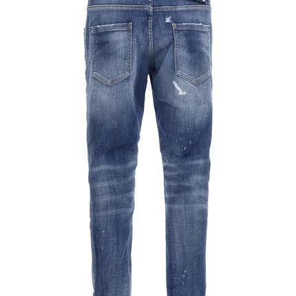 Dsquared² Blue Cotton Straight-Leg Jeans