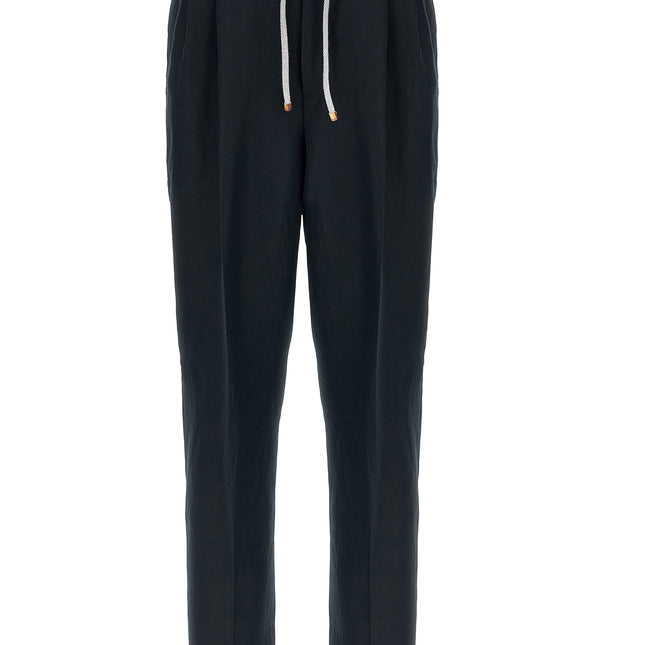 Brunello Cucinelli Blue Linen Casual Pants