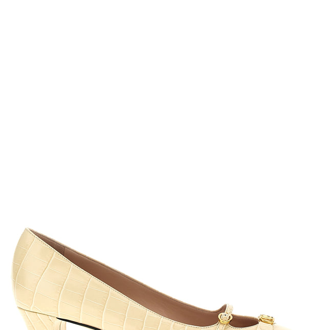 Valentino Garavani White Calfskin Mid Heel Pumps