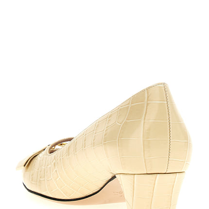 Valentino Garavani White Calfskin Mid Heel Pumps