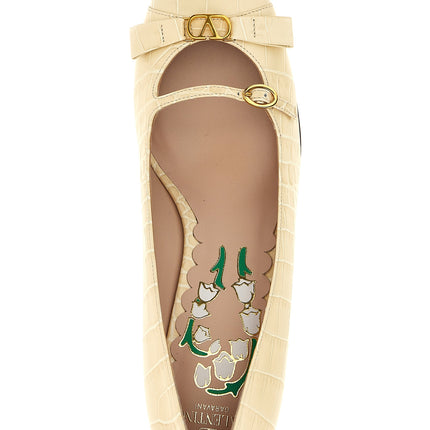 Valentino Garavani White Calfskin Mid Heel Pumps