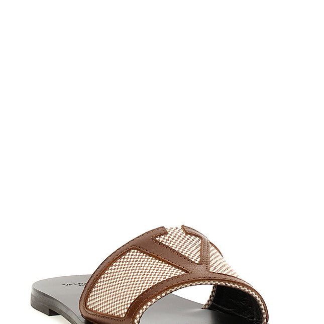Valentino Garavani Brown Cotton Slides