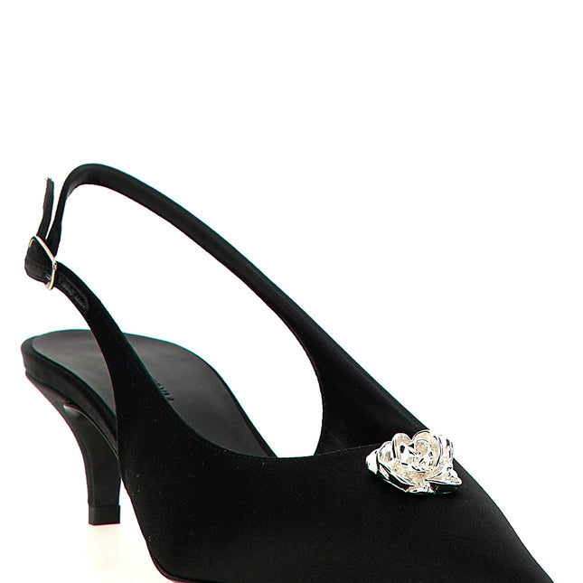 Magda Butrym Black Silk Mid Heel Pumps