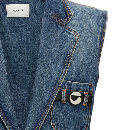 Coperni Blue Cotton Sleeveless Jacket