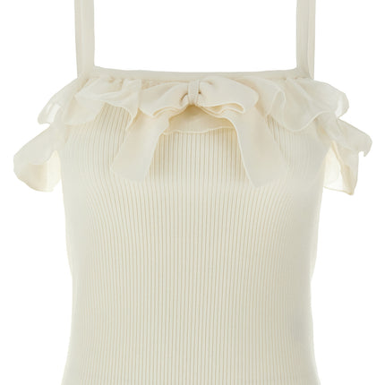 Alessandra Rich White Wool Sleeveles T-Shirt