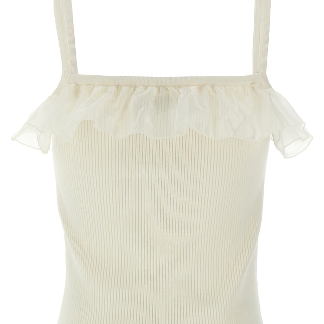 Alessandra Rich White Wool Sleeveles T-Shirt
