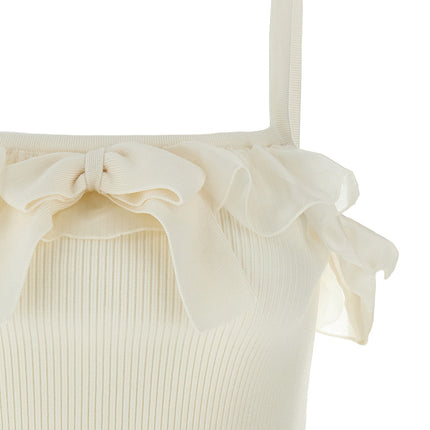 Alessandra Rich White Wool Sleeveles T-Shirt