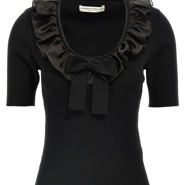 Alessandra Rich Black Wool T-Shirt