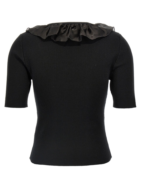 Alessandra Rich Black Wool T-Shirt Alessandra Rich