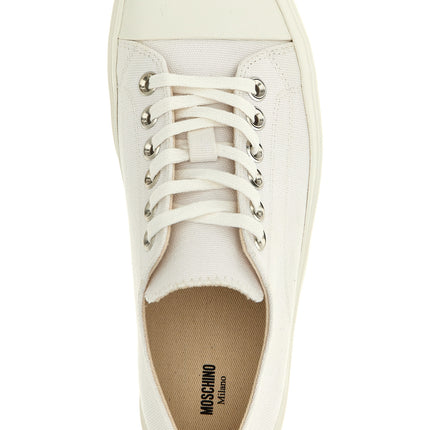 Moschino White Cotton Low Top Sneakers