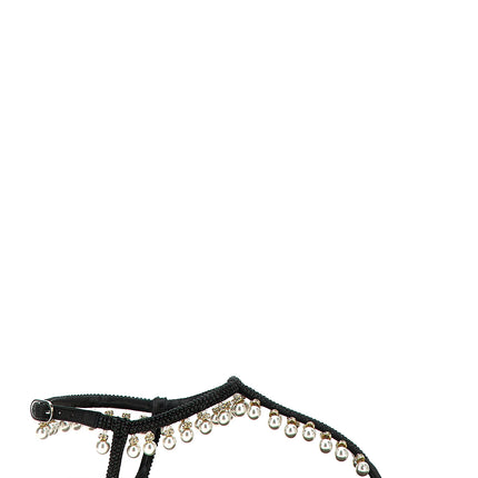 RENE CAOVILLA Black Viscose Flat Sandals
