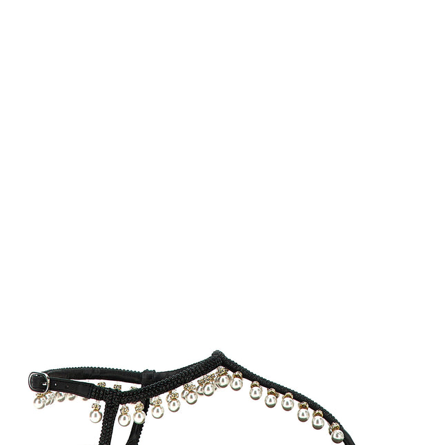 RENE CAOVILLA Black Viscose Flat Sandals