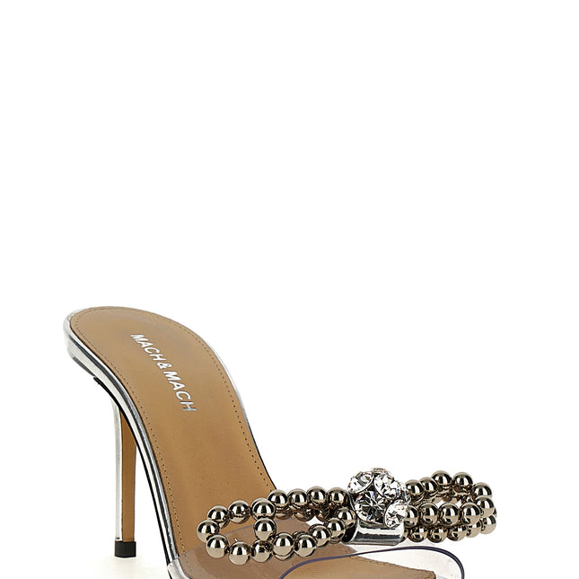 MACH & MACH Silver Pvc Stiletto Heel Sandals