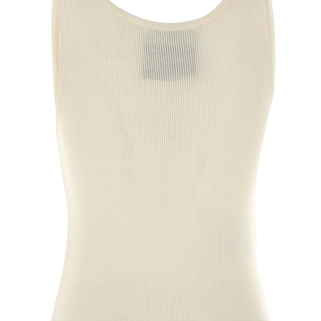 Moschino White Virgin Wool Sleeveles T-Shirt