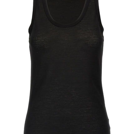 Jil Sander Black Cotton Sleeveles T-Shirt