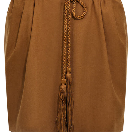 Max Mara Brown Virgin Wool Long Skirt