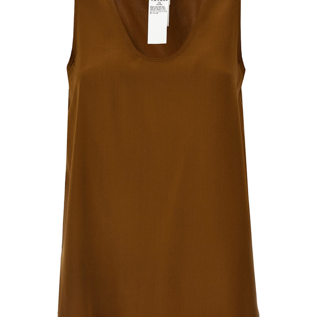 Max Mara Brown Silk Sleeveles T-Shirt