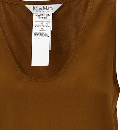 Max Mara Brown Silk Sleeveles T-Shirt
