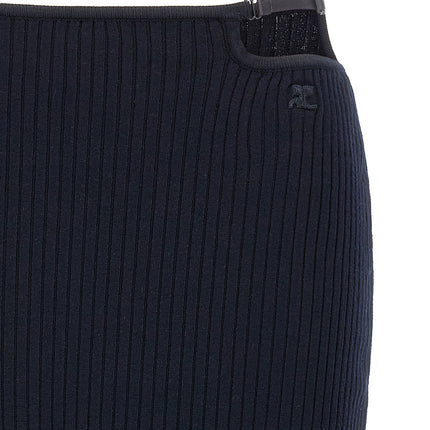 Courrèges Blue Viscose Midi Skirt