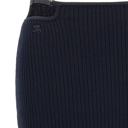 Courrèges Blue Viscose Midi Skirt