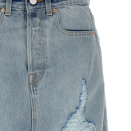 Vetements Blue Cotton Mini Skirt