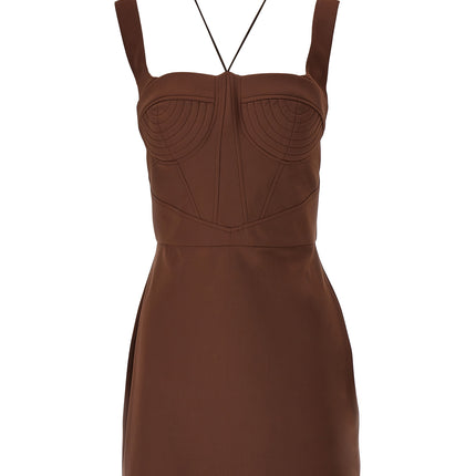 Nensi Dojaka Brown Polyamide Short Dress
