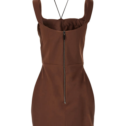 Nensi Dojaka Brown Polyamide Short Dress