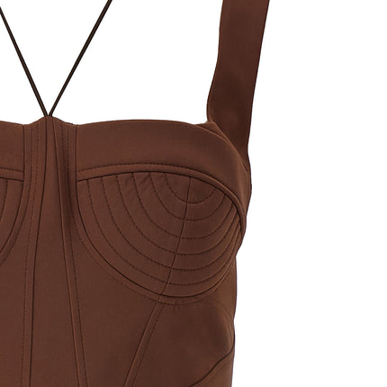 Nensi Dojaka Brown Polyamide Short Dress