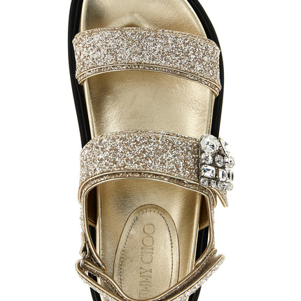 Jimmy Choo Gold Textile Flat Sandals