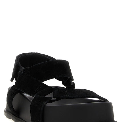 Moschino Black Calfskin Flat Sandals
