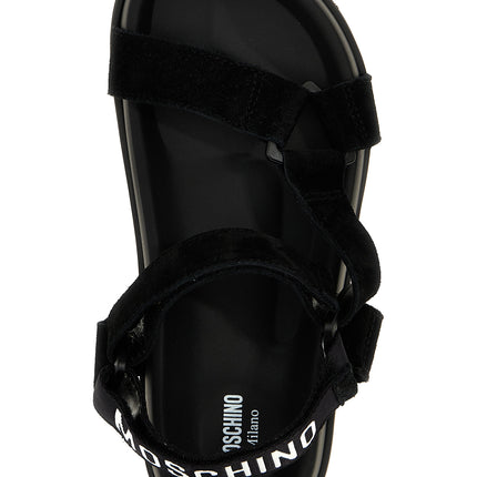 Moschino Black Calfskin Flat Sandals