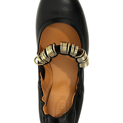 Tod's Black Lamb Leather Ballet Flats