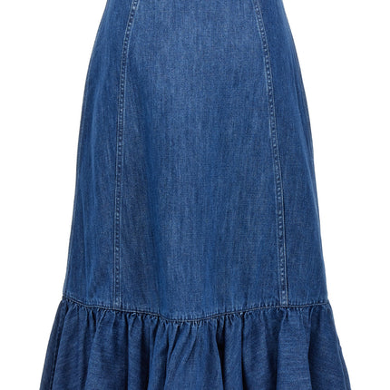 Valentino Garavani Blue Cotton Midi Skirt