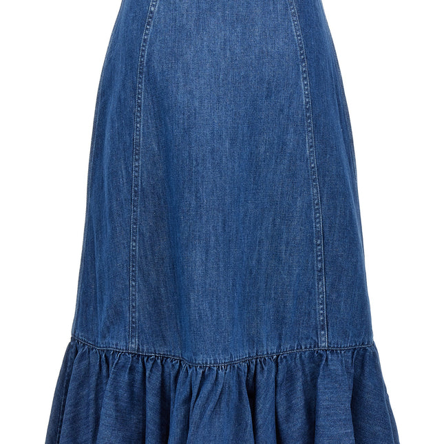 Valentino Garavani Blue Cotton Midi Skirt