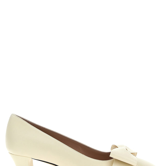 Valentino Garavani White Goatskin Mid Heel Pumps