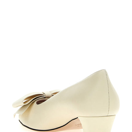 Valentino Garavani White Goatskin Mid Heel Pumps