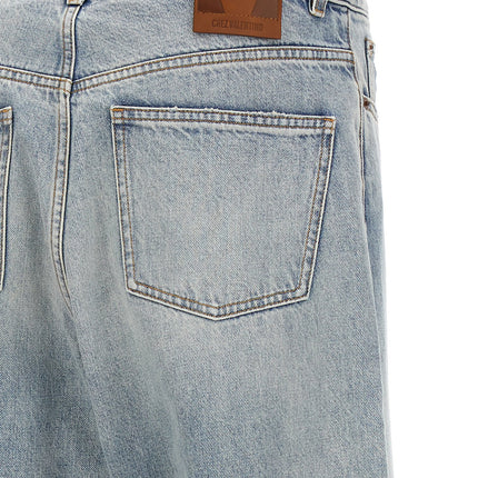 Valentino Garavani Blue Cotton Straight-Leg Jeans