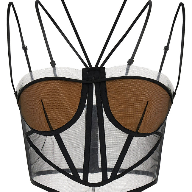 Nensi Dojaka Black Polyamide Tank Tops