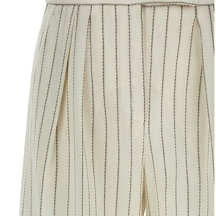 Max Mara White Cotton Casual Pants