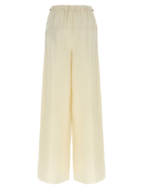 Max Mara White Flax Casual Pants