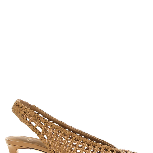 Fendi Brown Calfskin Mid Heel Pumps