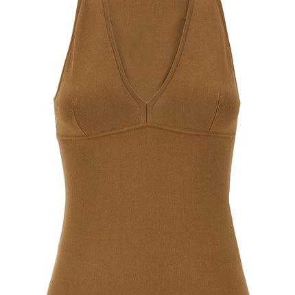 Max Mara Brown Viscose Sleeveles T-Shirt