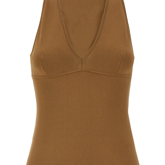 Max Mara Brown Viscose Sleeveles T-Shirt