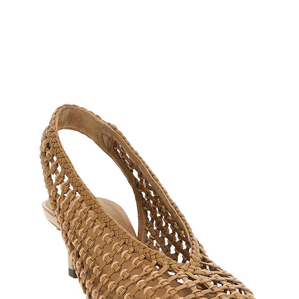 Fendi Brown Calfskin Mid Heel Pumps
