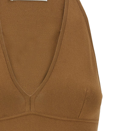 Max Mara Brown Viscose Sleeveles T-Shirt